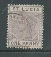 St Lucia 1883 Queen Victoria One Penny Lilac Die A Used - Ste Lucie (...-1978)