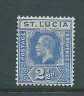 St Lucia 1921 KGV 2 & 1/2d Ultramarine MVLH - St.Lucia (...-1978)