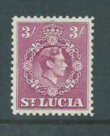 St Lucia 1938 KGVI  Definitives3 Shilling Red Violet  MVLH - St.Lucia (...-1978)