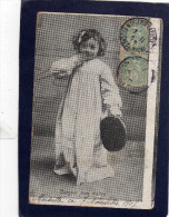 Enfant En Chemise De Nuit Avec Chapeau A La Main- Bonjour Mon Maître  Cpa Avec  Défaut Année 1905  Mal Coupée - Humorous Cards