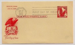 USA, 1958, Airmail Postal Card, Eagle,  5 C., FDC, Wichita,  31-7-58 - 1941-60