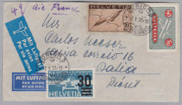 Schweiz Flugpost 1937-05-07  Zürich Brief Nach Bahia Brasilien - Primi Voli