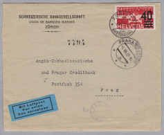 Schweiz Flugpost 1937-07-06 Zürich Brief Nach Prag - Premiers Vols