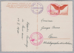 Schweiz Luftpost 1930-10-12 Zeppelinpost Offiz. Karte 1. Zeppelin-Landung - Eerste Vluchten