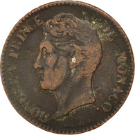 Monnaie, Monaco, Honore V, 5 Centimes, Cinq, 1837, Monaco, TB, Cuivre, KM:95.2a - 1819-1922 Honoré V, Charles III, Albert I