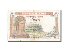 Billet, France, 50 Francs, 50 F 1934-1940 ''Cérès'', 1939, TB+, Fayette:18.29 - 50 F 1934-1940 ''Cérès''