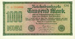 Deutschland, Germany - 1 X 1000 Mark, Reichsbanknote, Ro. 75 Q , UNC ( I ) 1922 ! - 1.000 Mark