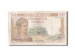 Billet, France, 50 Francs, 50 F 1934-1940 ''Cérès'', 1939, 1939-09-28, TB - 50 F 1934-1940 ''Cérès''