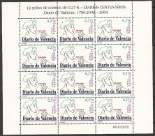 2004-ED. 4094 -EN MINIPLIEGO  M.P. 85-DIARIOS CENTENARIOS. DIARIO DE VALENCIA-NUEVO - Volledige Vellen