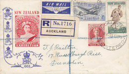 New Zealand N.A.C. AIR MAIL Par Avion & Registered Labels AUCKLAND 1955 Cover To DUNEDIN (2 Scans) - Storia Postale