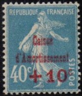 FRANCE - + 10 C. Sur 40 C. Bleu Caisse D'Amortissement Neuf - Unused Stamps