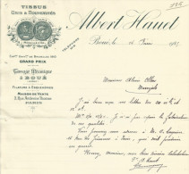 COURRIER ALBERT HAUET TISSUS à BOUé (AISNE) 1925 - 1900 – 1949