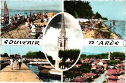 ARES "SOUVENIR  D'ARES " MULTI VUES ,COULEUR ,PLAGE ,JETEE,EGLISE,VUE GENERALE    REF 43219 - Arès