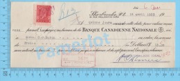 Sherbrooke 1933 Cheque ( $30, Embouteillage Idéal,  Stamp  Scott #197 BL ) Quebec 2 SCANS - Cheques & Traveler's Cheques