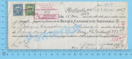 Sherbrooke 1947 Pret Sur Billet ( $273.68, à 6%  Banque Canadienne De Commerce,  Stamp Scott #255 +#249  ) Quebec 2 SCAN - Chèques & Chèques De Voyage