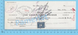 St. Hyacinthe  Quebec Canada 1942 Due ( $56.61, The Undersigned Drawere, Tax Stamp FX 64 )  2 SCANS - Cheques & Traveler's Cheques