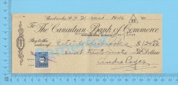 Sherbrooke  Quebec Canada 1946 Cheque ( $134.35  The Canadian Bank Of Commerce,  Tax Stamp  FX 67 )  2 SCANS - Cheques & Traverler's Cheques