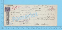 Cookshire  Quebec Canada 1948 Interest ( $242.00  The Bank Of Montreal,  Tax Stamp  FX 68 )  2 SCANS - Cheques & Traveler's Cheques