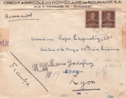 CENSURE SUR LETTRE RECOMMANDÉ 1941 ROUMANIE POUR LA FRANCE.  / 5983 - Lettres 2ème Guerre Mondiale