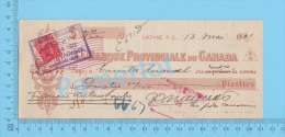 Lachine Quebec Canada   1921  Cheque ( $4.00, "Camille Mireault"  Stamp Scott # 106 D )  2 SCANS - Cheques En Traveller's Cheques