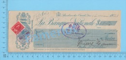 Sherbrooke  Quebec Canada 1921  Cheque ( $19.00, " Charles Philans"  Stamp Scott # 106 )  2 SCANS - Schecks  Und Reiseschecks