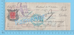 Montreal Quebec Canada  1919  Cheque ( $30.35 , "Caledonian Insurance Co."  Stamp Scott  # 106 ) 2 SCANS - Cheques & Traverler's Cheques