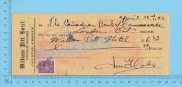 Chatham 1948 Cheque  ( $6.83 , William Pitt Hotel, Stamp Scott #252 ) Ontario Ont. 2 SCANS - Cheques & Traverler's Cheques