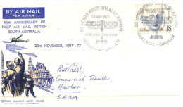 (666) Australia - Aviation Cover - 1977 - 60th Anniversary Of First Air Mail Flight Within South Australia - Primi Voli