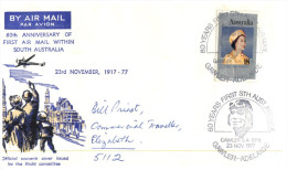 (666) Australia - Aviation Cover - 1977 - 60th Anniversary Of First Air Mail Flight Within South Australia - First Flight Covers