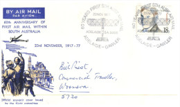 (666) Australia - Aviation Cover - 1977 - 60th Anniversary Of First Air Mail Flight Within South Australia - First Flight Covers