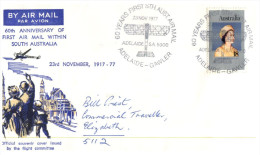 (666) Australia - Aviation Cover - 1977 - 60th Anniversary Of First Air Mail Flight Within South Australia - Premiers Vols