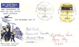 (666) Australia - Aviation Cover - 1977 - 60th Anniversary Of First Air Mail Flight Within South Australia - Primeros Vuelos