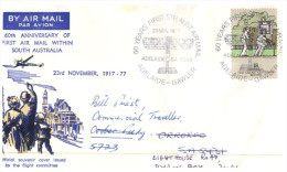 (666) Australia - Aviation Cover - 1977 - 60th Anniversary Of First Air Mail Flight Within South Australia (forwarded) - Eerste Vluchten