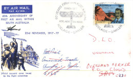 (666) Australia - Aviation Cover - 1977 - 60th Anniversary Of First Air Mail Flight Within South Australia (forward DLO) - Erst- U. Sonderflugbriefe