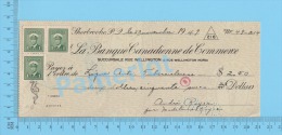 Sherbrooke 1949 Cheque ( $2.50 , Ligue Anti-Tuberculeuse, Stamp Strip Scott 3 X #249 )Quebec Qc. 2 SCANS - Chèques & Chèques De Voyage