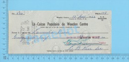 Weedon 1962 Cheque ( $59.00 , La Compagnie De Téléphone Weedon,  Laurentia Dion )Quebec Qc. 2 SCANS - Cheques & Traveler's Cheques