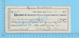 East Angus  Quebec Canada 1928 Reçu ( $174.50 ,Signature D'une Croix  Brompton Pulp & Paper Co. Lté. ) 2 SCANS - Assegni & Assegni Di Viaggio