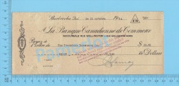 Sherbrooke Quebec Canada  1954 Cheque ( $20.91 ,Avis Banquaire De Manquement De Timbres Et Andorsed )  3 SCANS - Chèques & Chèques De Voyage