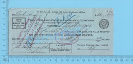 Toronto 1942 Cheque ( $16.20, Toronto Footwear Co. Lte, Tax Stamp FX64 At Back  )Ontario Ont. 3 SCANS - Chèques & Chèques De Voyage