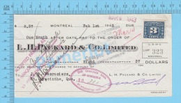 Montreal Quebec Canada   1943 Collection  ( $8.37, L. H. Packard & Co. Ltée., Tax Stamp FX64 ) 2 SCANS - Kanada