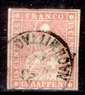 Svizzera-047 - 1854 - Y&T: N.28b (o) - Privo Di Difetti Occulti. - Used Stamps