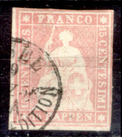 Svizzera-048 - 1854 - Y&T: N.28b (o) - Privo Di Difetti Occulti. - Gebraucht