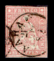 Svizzera-050 - 1854 - Y&T: N.28b (o) - Privo Di Difetti Occulti. - Used Stamps
