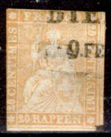 Svizzera-053 - 1854 - Y&T: N.29a (o) - Privo Di Difetti Occulti. - Used Stamps