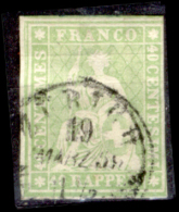 Svizzera-057 - 1854 - Y&T: N.30a (o) - Piccolo Assottigliamento. - Used Stamps