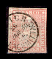Svizzera-066a - 1854 - Y&T: N.28c (o) - Piccolo Assottigliamento. - Gebraucht