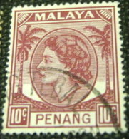 Penang 1954 Queen Elizabeth II 10c - Used - Penang