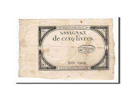 Billet, France, 5 Livres, 1793, Fenix, TTB, KM:A76, Lafaurie:171 - Assignats