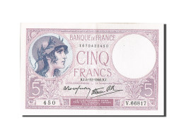 Billet, France, 5 Francs, 5 F 1917-1940 ''Violet'', 1940, 1940-12-05, SUP+ - 5 F 1917-1940 ''Violet''