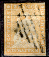 Svizzera-068a - 1854 - Y&T: N.29b (o) - Privo Di Difetti Occulti. - Used Stamps